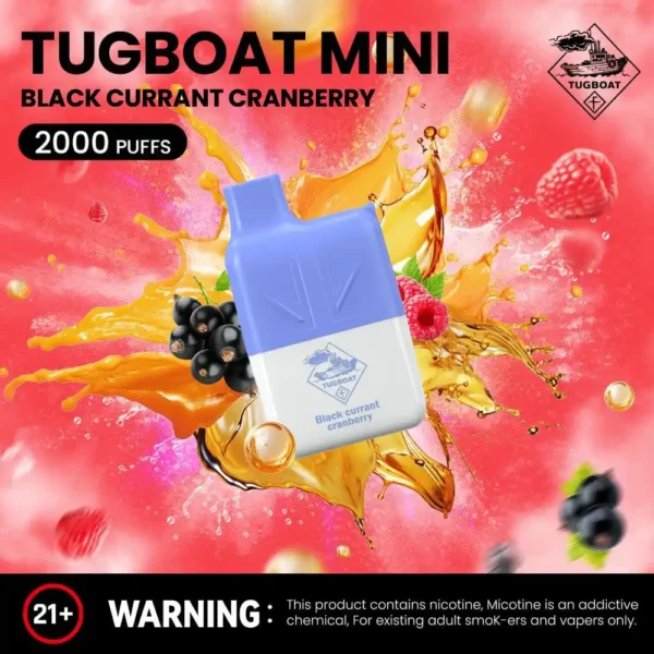 Tugboat Mini Disposable 2000 Puffs Vape Black currant Cranberry