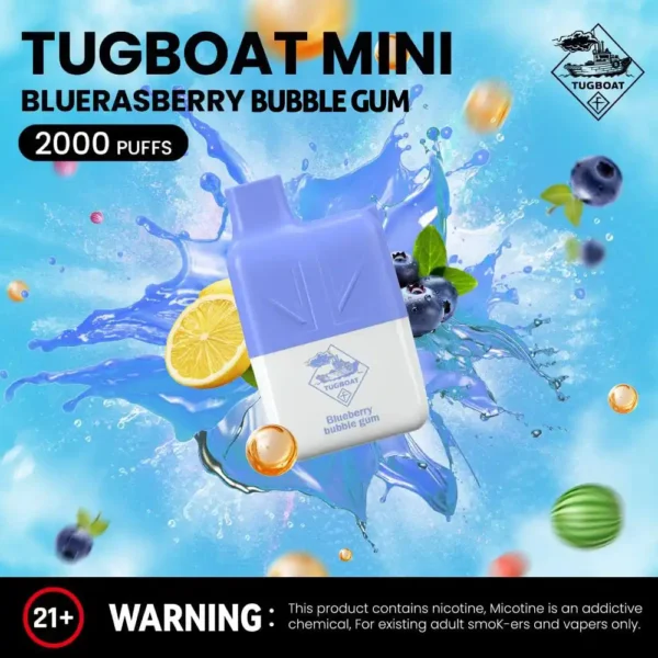 Tugboat Mini Disposable 2000 Puffs Vape Blueberry Bubblegum