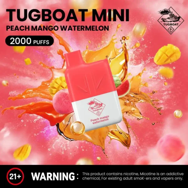 Tugboat Mini Disposable 2000 Puffs Vape Peach Mango Watermelon