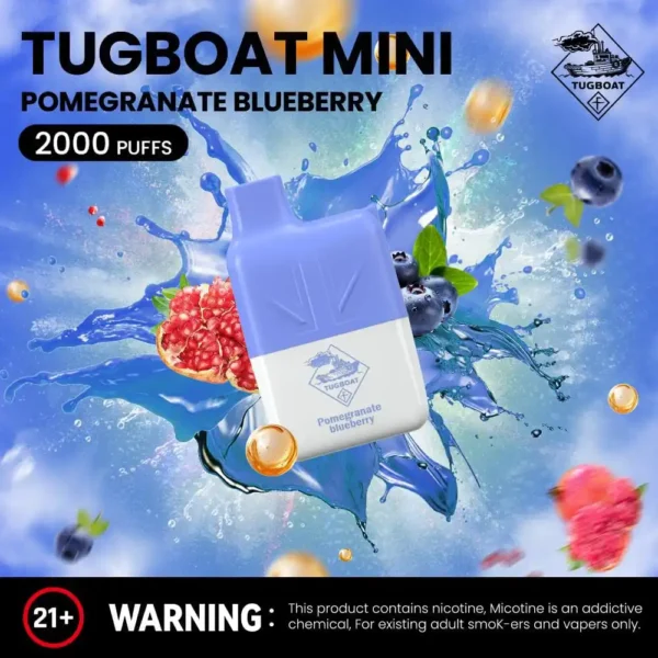 Tugboat Mini Disposable 2000 Puffs Vape Pomegranate Blueberry