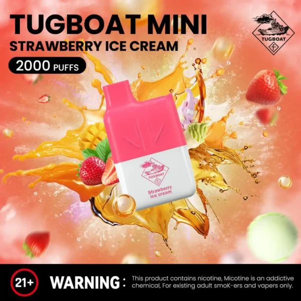 Tugboat Mini Disposable 2000 Puffs Vape Strawberry Ice Cream