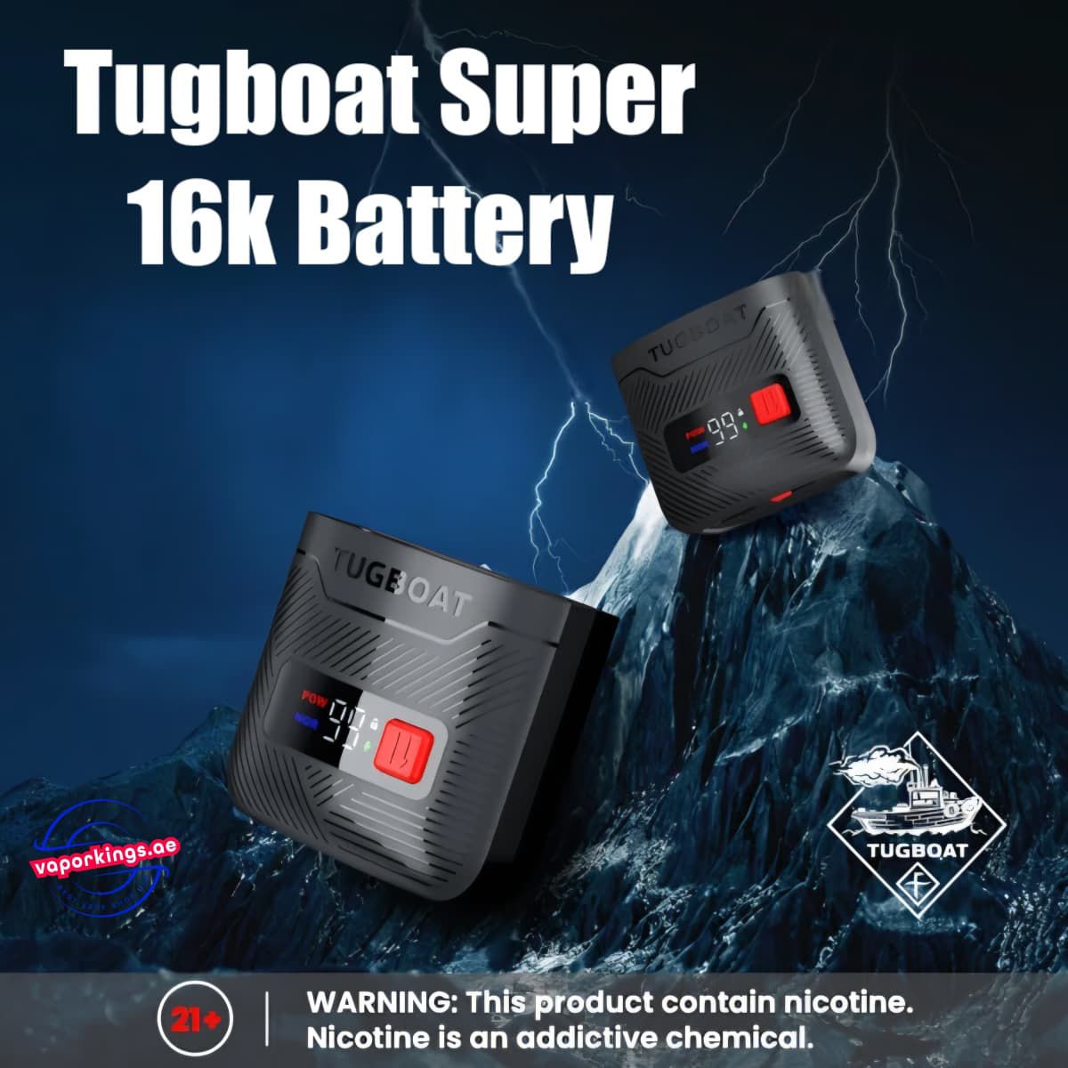 Tugboat Super 16K Battery – Rechargeable Vape Power for 16000 Puffs