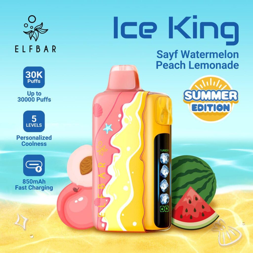 ELF BAR Ice King 30000 Puffs Disposable Vape Sayf Watermelon Peach Lemonade