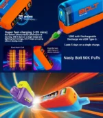 Nasty Bolt 50000 Puffs Disposable Vape 50mg Salt Nic in Dubai