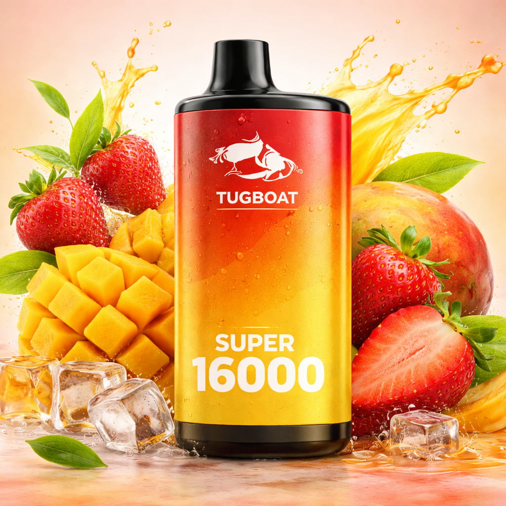 Tugboat Super 16000 Pod – Strawberry Mango | Long-Lasting Vape
