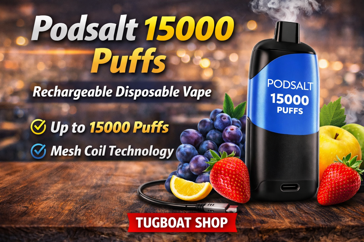 PODSALT 15000 Puffs Disposable Vape at a Glance