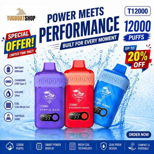 Order Now Best Tugboat T12000 Disposable Vape In UAE