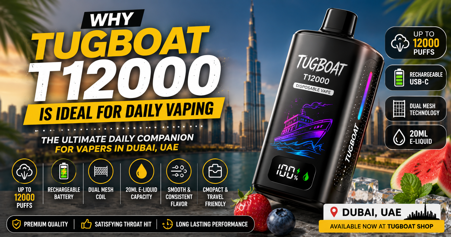 Why Tugboat T12000 Is Ideal for Daily Vaping