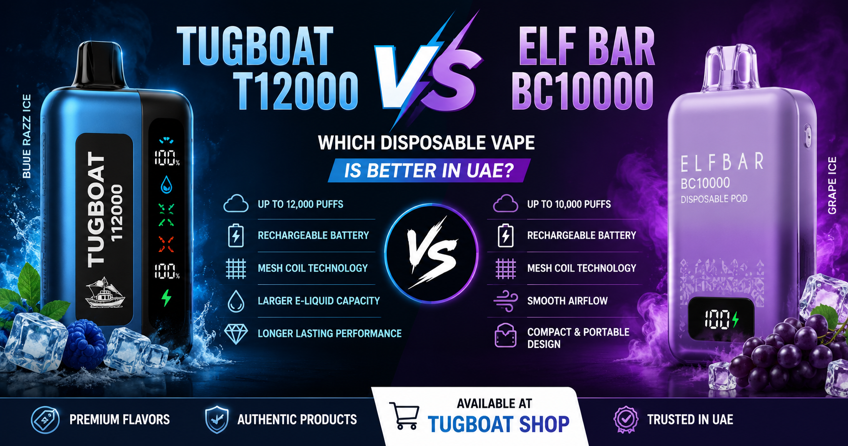 tugboat t12000 vs elf bar bc10000