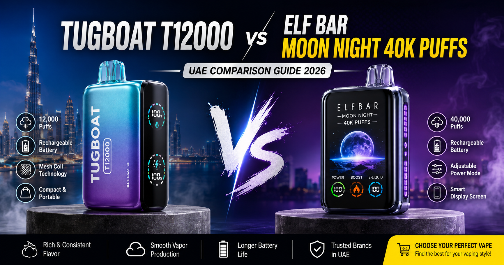 Tugboat T12000 vs ELF BAR Moon Night UAE