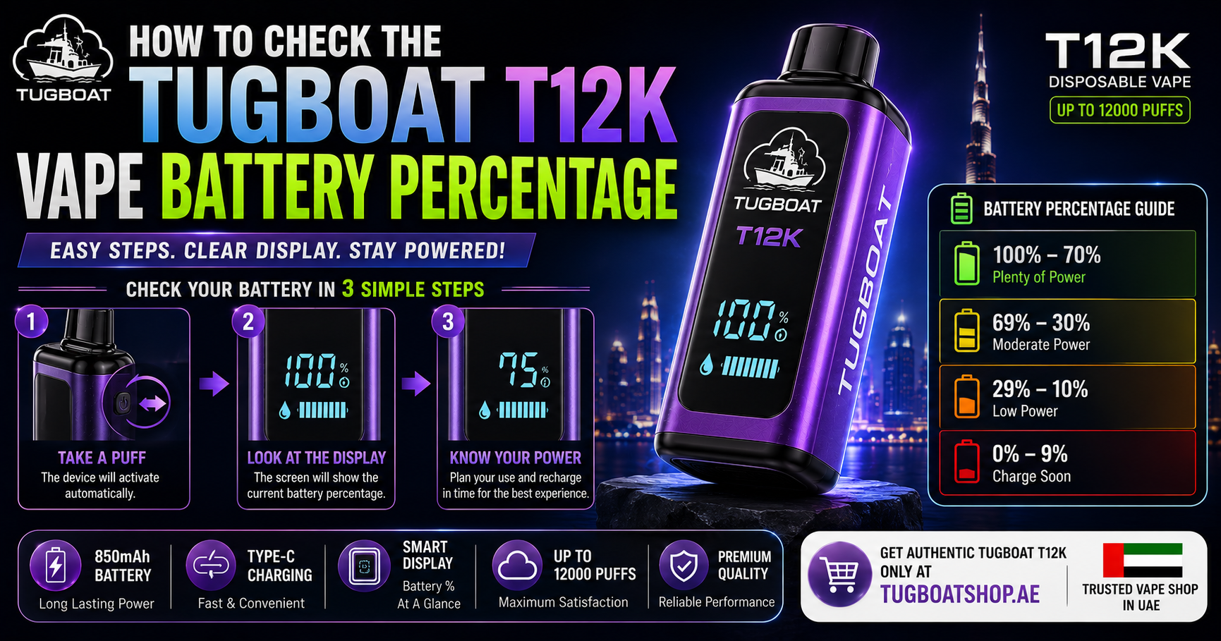 how to check vape battery the Tugboat T12K Percentage apricot Color:Stone Gray Cookies - 1g Disposable